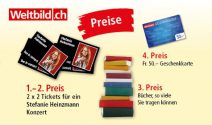 2 x 2 Stefanie Heinzmann Tickets, Weltbild Gutschein und vieles mehr gewinnen