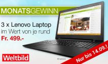 3 x Lenovo Laptop im Wert von ca. CHF 1’500.- gewinnen