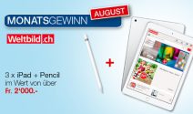 3 x iPad inkl. Pencil im Wert von CHF 2’000.- gewinnen