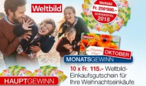 CHF 115.- Weltbild Gutschein und Bargeld gewinnen