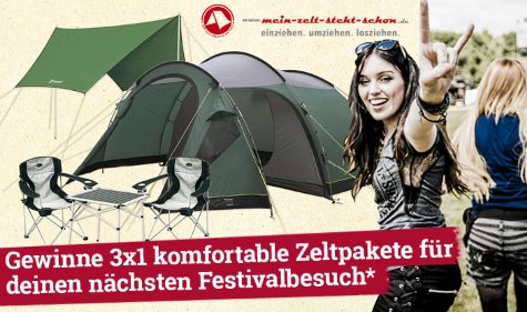 3x ein Zeltpaket inkl. Zelt und Campingstühle, Tisch, Luftbetten und mehr gewinnen
