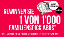 Ein FamilienSPICK Abo + CHF 50.- Reka-Feriengutschein gewinnen