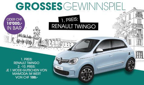 Einen Renault Twingo oder CHF 10'000.- in bar gewinnen